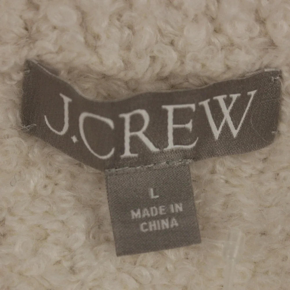 J. Crew Fair Isle Sweater Womens L NWT Boucle Johnny Collar Oversized Wool Blend